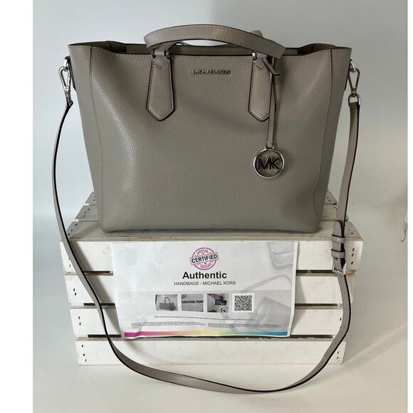 MICHAEL KORS TWO WAY GRAY PEBBLED CROSSBODY TOTE BAG - Picture 1 of 16